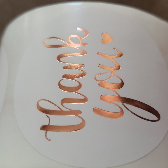 3/$15 Set of 50 THANK YOU Stickers Rose Gold Metallic Foil 1.5" - Picture 6 of 6